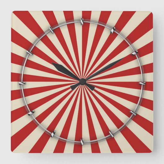 Retro Popcorn Classic Spinning Wheel Decor Vierkante Klok (Voorkant)