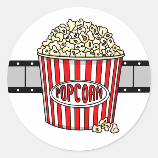 Retro Popcorn en filmstrip Ronde Sticker (Voorkant)