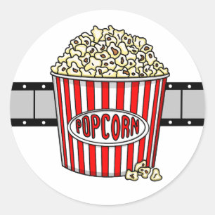Retro Popcorn en filmstrip Ronde Sticker