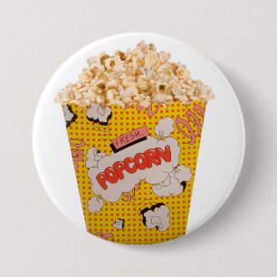 Retro Popcorn - kleur Ronde Button 7,6 Cm