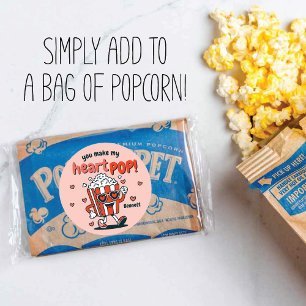 Retro Popcorn Valentijnsticker Ronde Sticker