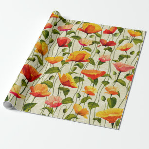 Retro Poppies Cadeaupapier
