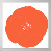 Retro Poppy Floral Art in Sinaasappel en wit Poster (Voorkant)