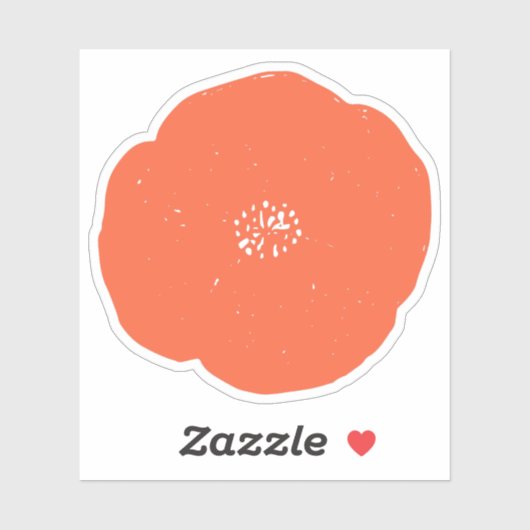 Retro Poppy Floral Art in Sinaasappel en wit Sticker (Vel)