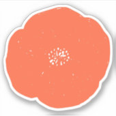 Retro Poppy Floral Art in Sinaasappel en wit Sticker (Voorkant)