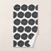 Retro Poppy Floral Art Pattern in Black and White Bad Handdoek (Handdoek)