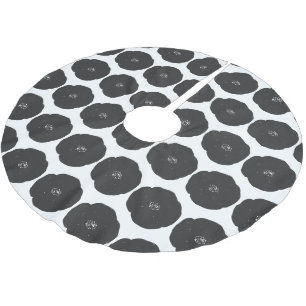 Retro Poppy Floral Art Pattern in Black and White Kerstboom Rok