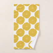 Retro Poppy Floral Art Pattern in Geel en Wit Bad Handdoek (Handdoek)