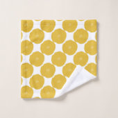 Retro Poppy Floral Art Pattern in Geel en Wit Bad Handdoek (Wasdoekje)