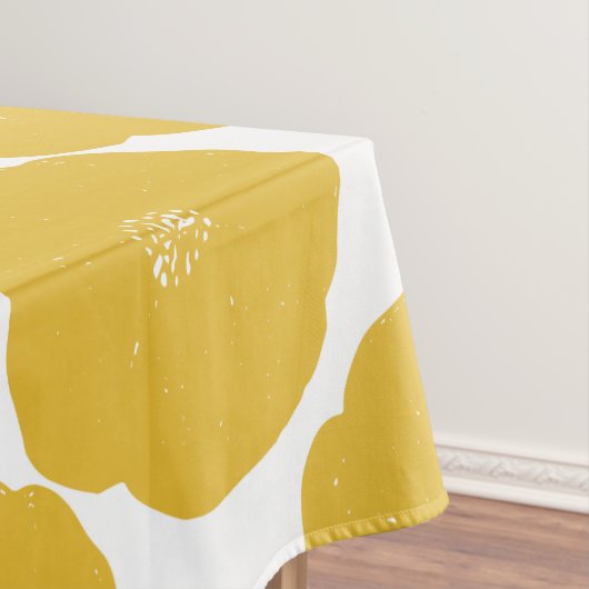 Retro Poppy Floral Art Pattern in Geel en Wit Tafelkleed (Voorbeeld)