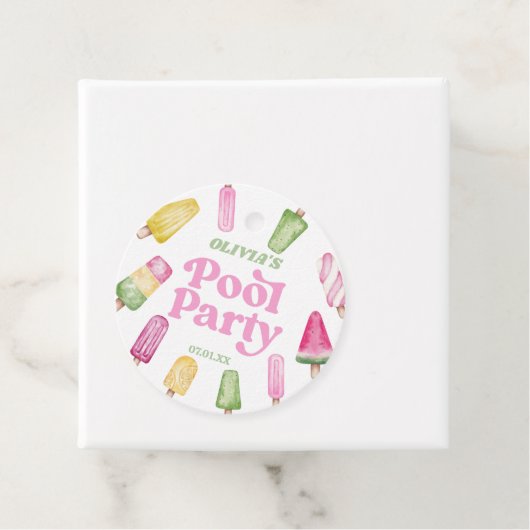 Retro Popsicle Verjaardag Zwembad Party Bedankjes Labels (In situ)