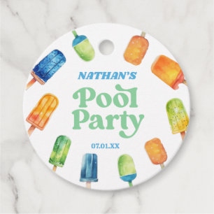 Retro Popsicle Verjaardag Zwembad Party Bedankjes Labels