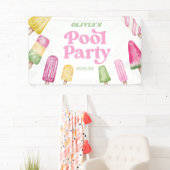 Retro Popsicle Verjaardag Zwembad Party Spandoek (Insitu)