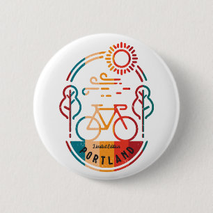 Retro Portland fietspad Ronde Button 5,7 Cm