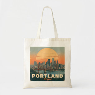 Retro Portland Oregon Silhouet Reisposter Tote Bag