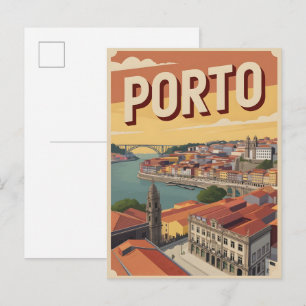 Retro Porto Stad portugal reis geschenken Briefkaart
