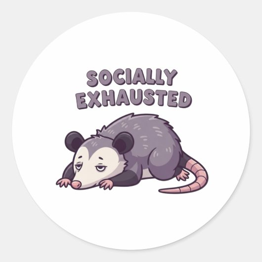 Retro Possum Socially Exhausted Vinyl Sticker (Devant)
