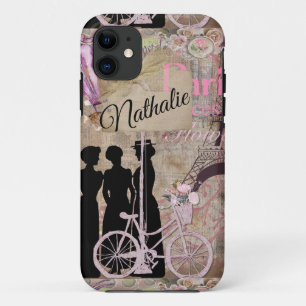 Retro Postale French Scrapbook iPhone 11 Hoesje