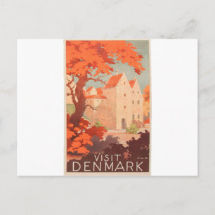 Retro Poster bezoek Denemarken Briefkaart