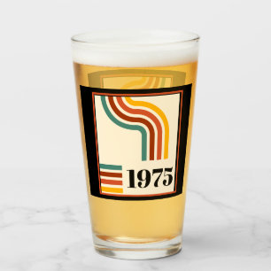 Retro Poster met Strepen 50e Verjaardag 1975 Glas