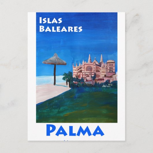 Retro Poster Palma de Mallorca Briefkaart (Voorkant)