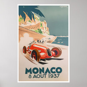 Retro Poster Raceauto Kunst Franse Riviera Reizen