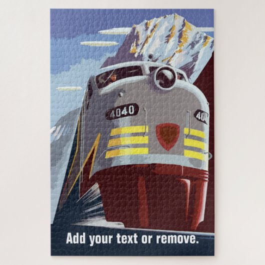 retro-poster, trein in berglandschap: legpuzzel (Verticaal)