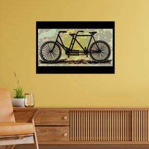 Retro poster van tandem / fiets voor twee personen