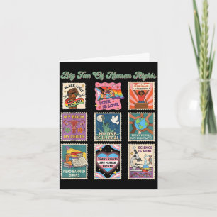 Retro postzegel grote fan van mensenrechten grapje kaart