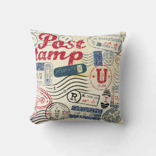 Retro postzegels,  collectie. kussen