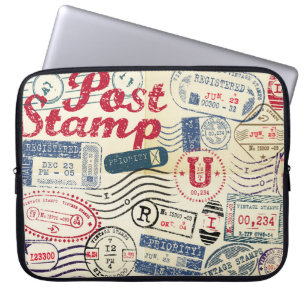 Retro postzegels,  collectie. laptop sleeve