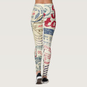 Retro postzegels,  collectie. leggings (Achterkant)