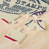 Retro postzegels, collectie. legpuzzel (Zijkant)