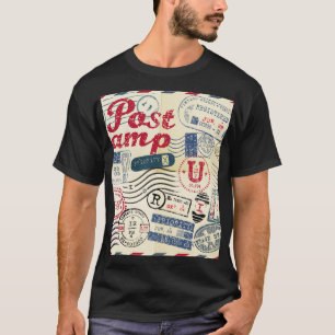 Retro postzegels, collectie. t-shirt