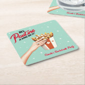 Retro Poutine een Ring erop! Montreal Bachelorette Vierkante Kartonnen Onderzetter (Schuin)