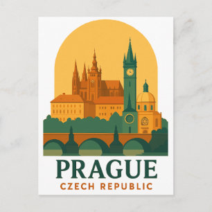 Retro Praag Tsjechië Reizen Vintage Briefkaart