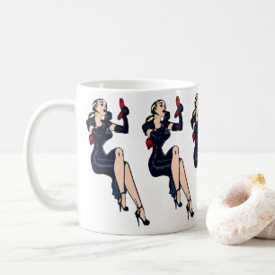 Retro Prachtige Blonde Retro Glamour Meisje Pin-up Koffiemok