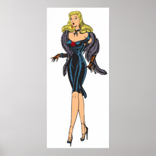 Retro Prachtige Glamour Meisje Oude Blondine Pin-u Poster