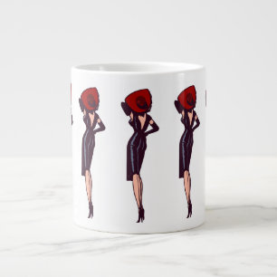 Retro Prachtige Glamour Meisje Oude Pin-up Extra Grote Beker