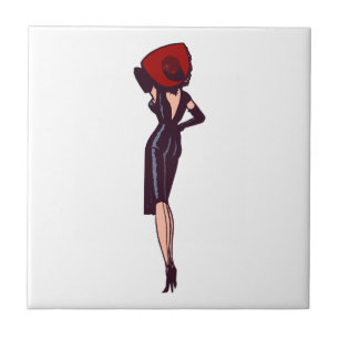 Retro prachtige glamour meisje retro pin-up tegeltje