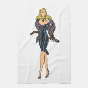 Retro Prachtige Glamour Meisje Vintage Blond Pin-u Theedoek