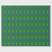Retro Preppy Festive Green en Blauwgroen Argyle Pa Cadeaupapier (Vlak)