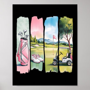 Retro Preppy Golf Golfer Vrouwen Meisjes Kinder Poster