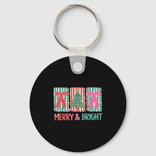Retro Preppy Merry And Bright Girly Coquette Chris Sleutelhanger (Voorkant)