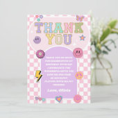 Retro Preppy Varsity Patch Verjaardagsfeestje Bedankkaart (Staand voorkant)