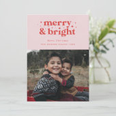 Retro Prettig en Helder Kerstmis Familie Feestdagenkaart (Staand voorkant)