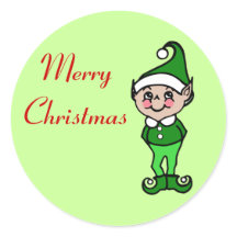 Retro Prettig Kerst Elf Stickers