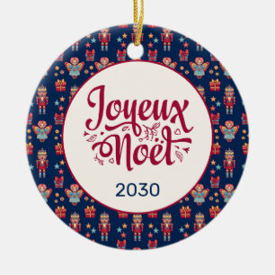 Retro Prettig Kerstfeest Keramisch Ornament