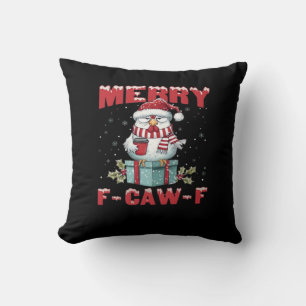 Retro Prettig Kerstmis F-Caw-F Kip Kussen