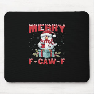 Retro Prettig Kerstmis F-Caw-F Kip Muismat